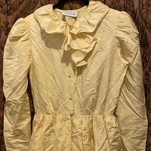 William Pearson YELLOW Ruffle button front M L 8/10 VINTAGE classic